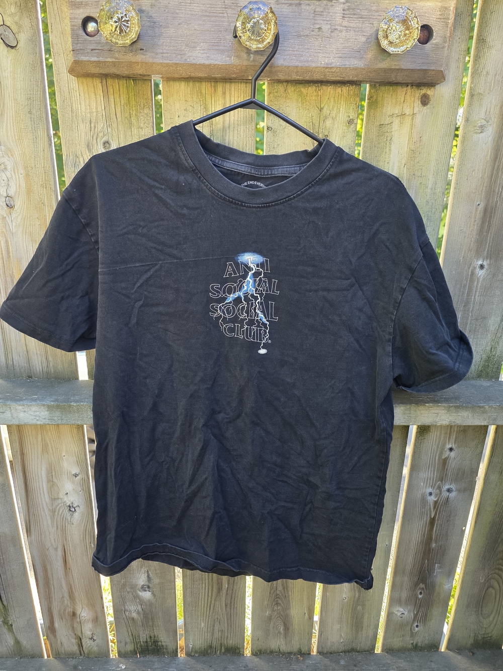 Anti Social Social Club Black Tshirt With Lighting Bolt